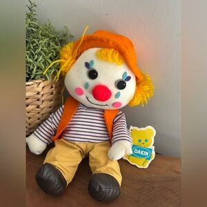Dakine Orange Hair Old Fashioned Clown Plush Doll with Pink Cheeks